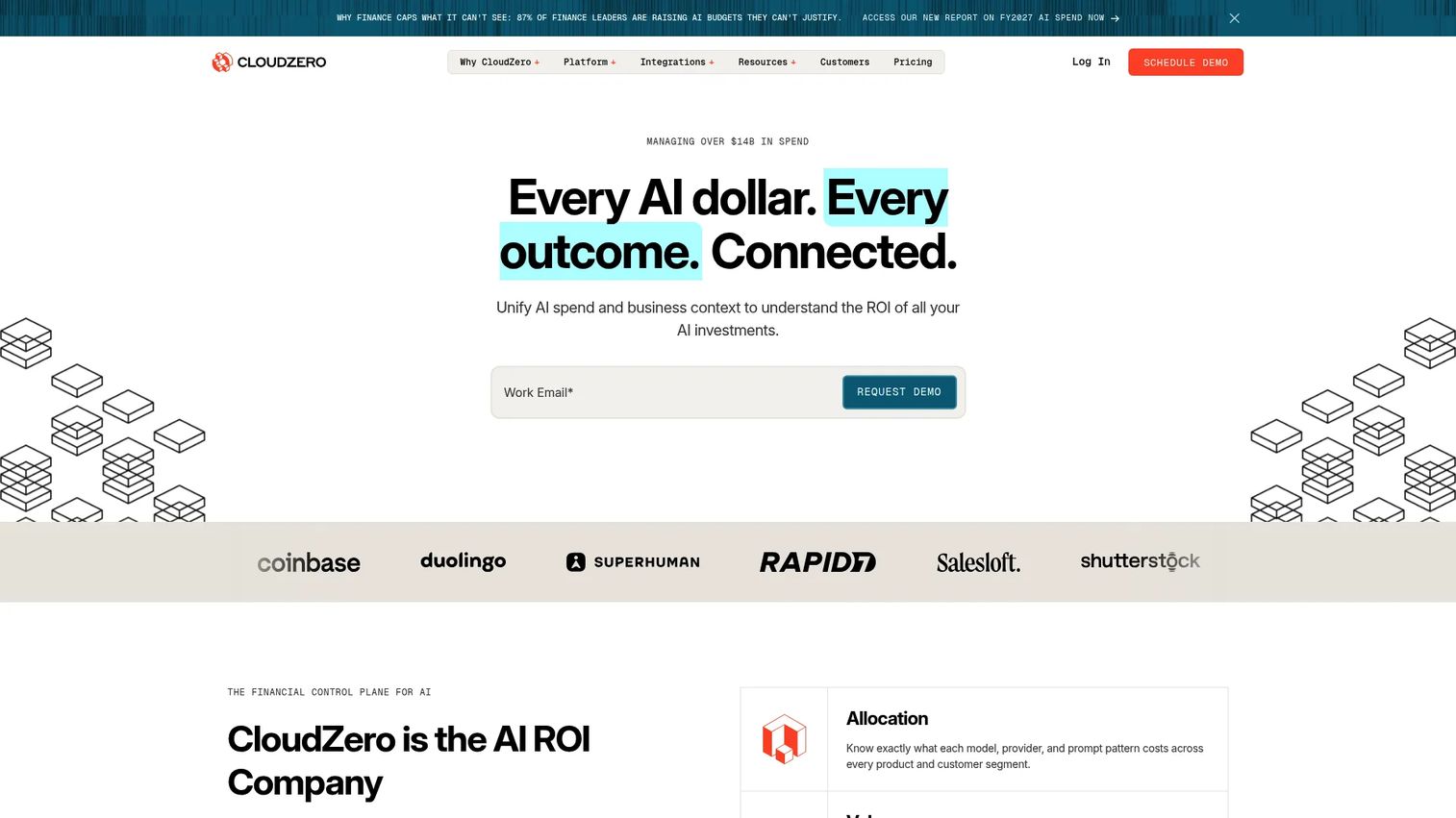 CloudZero cost intelligence dashboard for cloud delivery