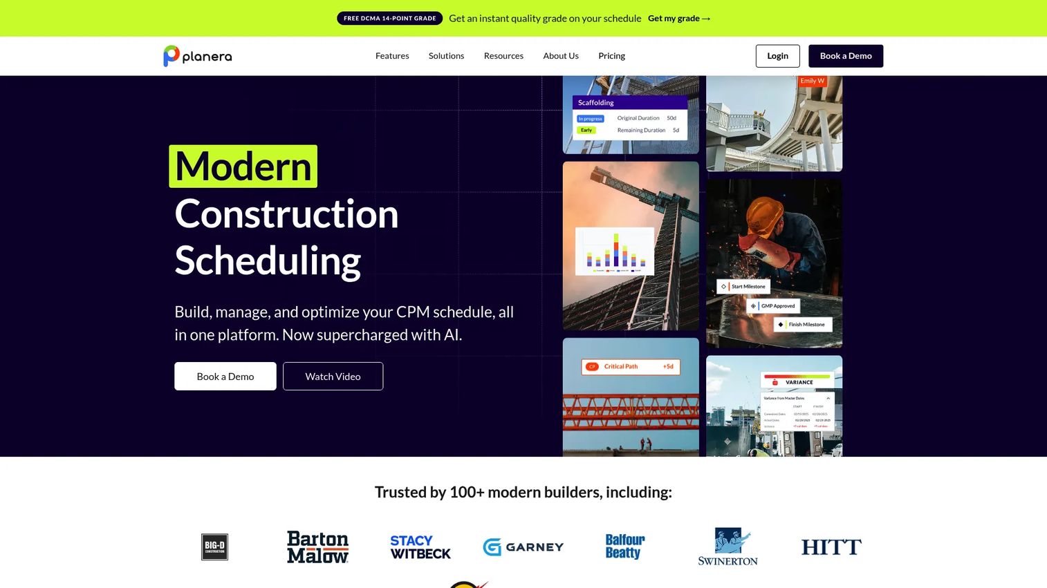 Planera visual construction schedule and digital planning canvas