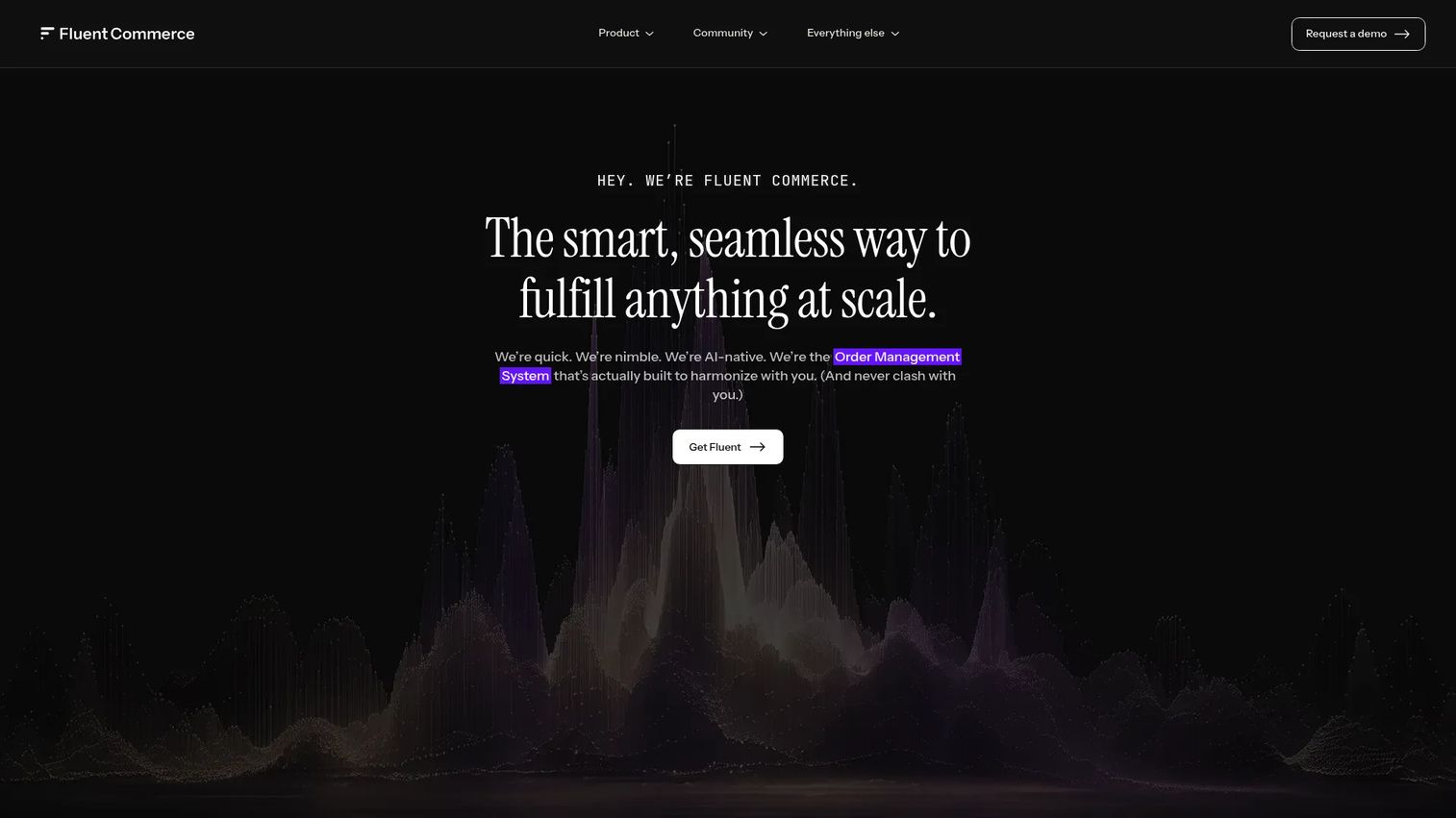 Fluent Order Management homepage screenshot