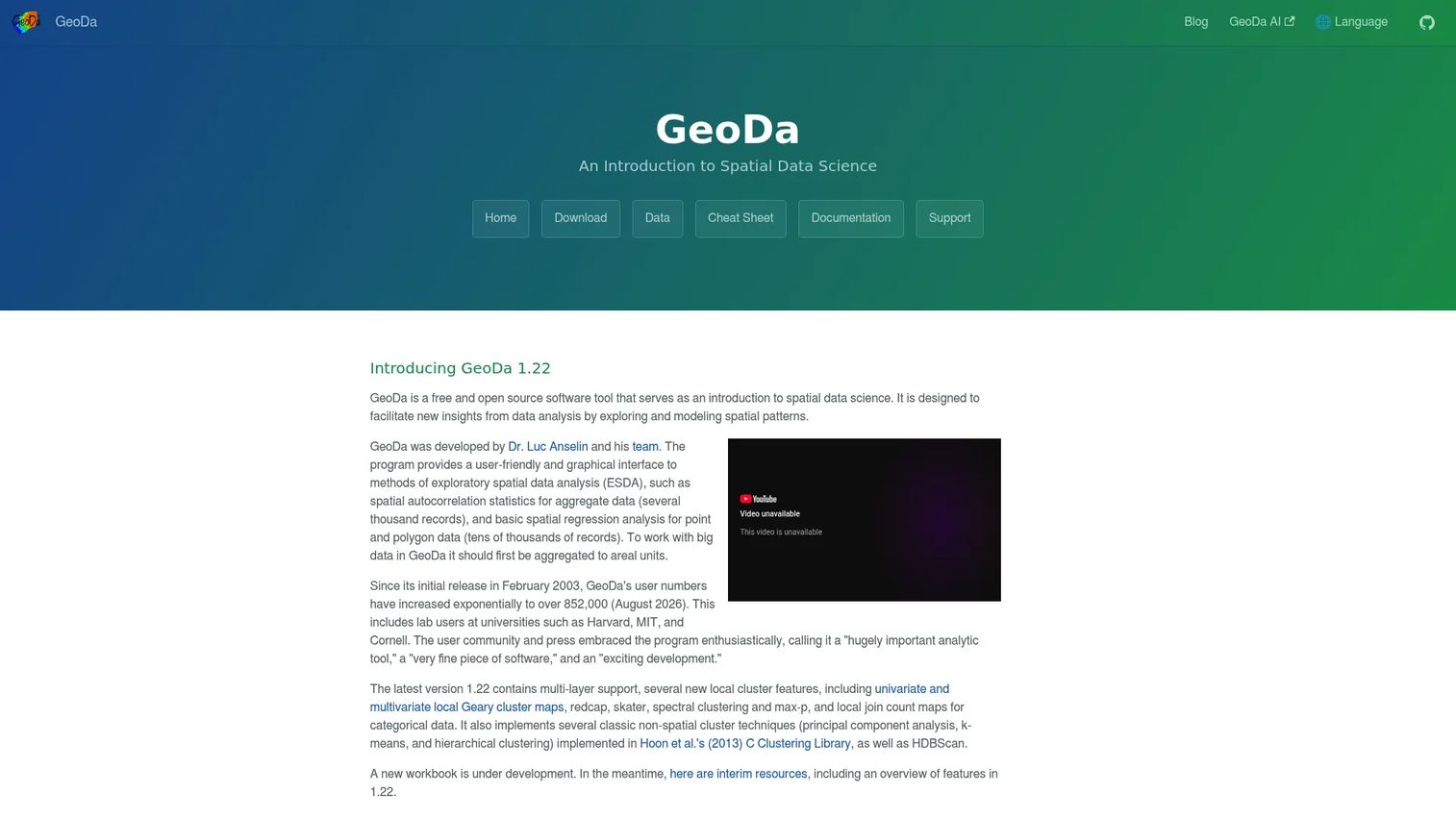 GeoDa spatial data analysis interface