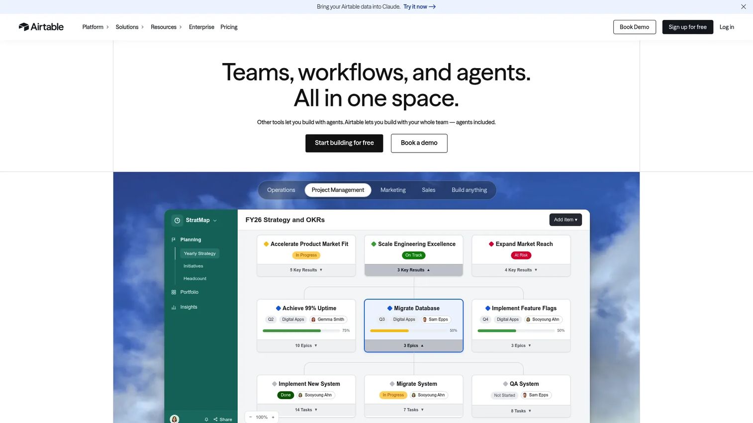 Airtable timeline and relational database view