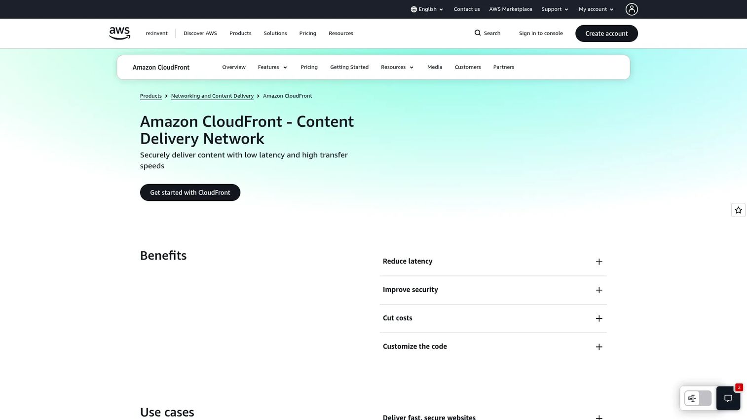 Amazon CloudFront architecture for AWS website and application acceleration