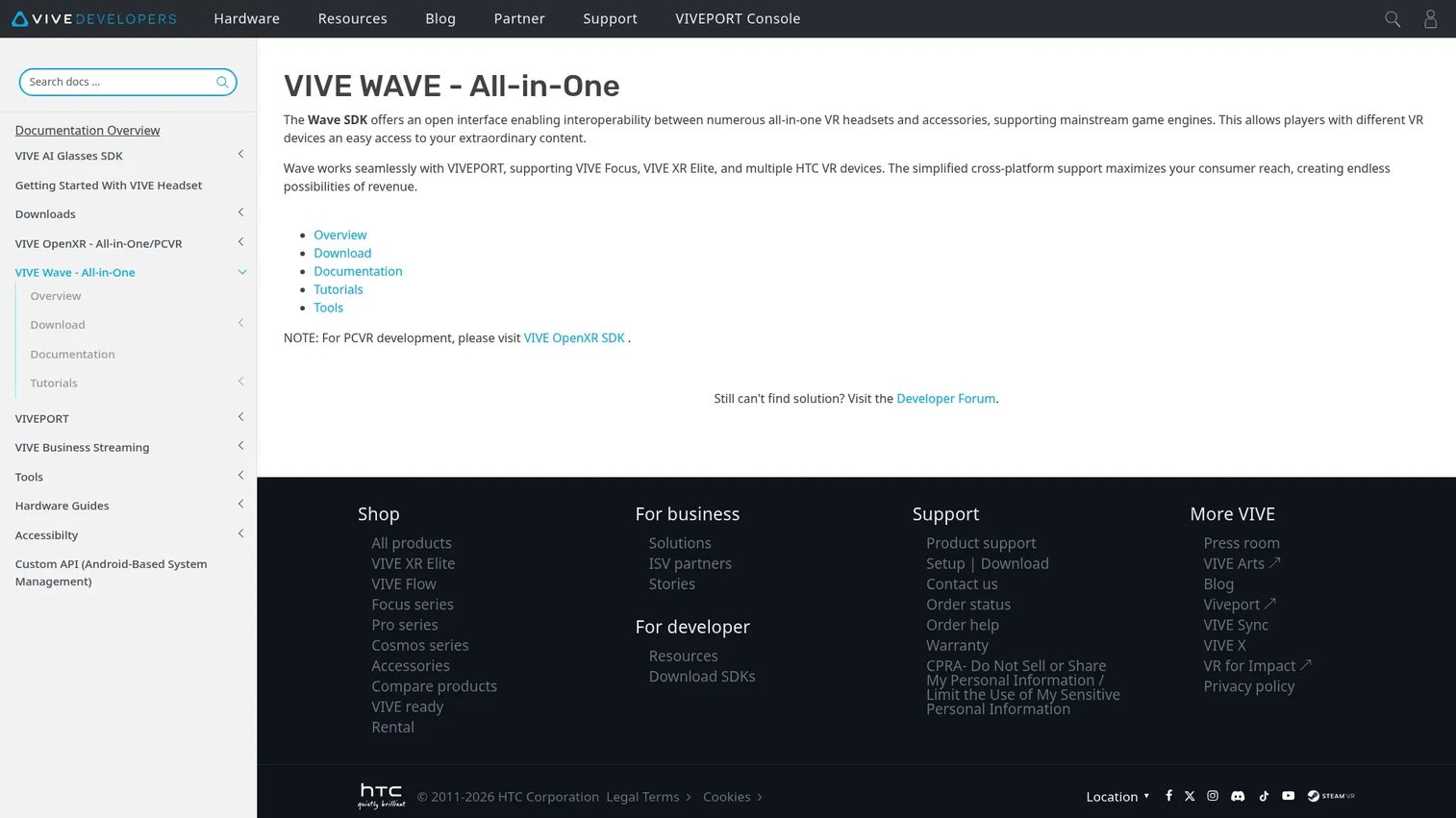 VIVE Wave SDK for HTC Vive VR development