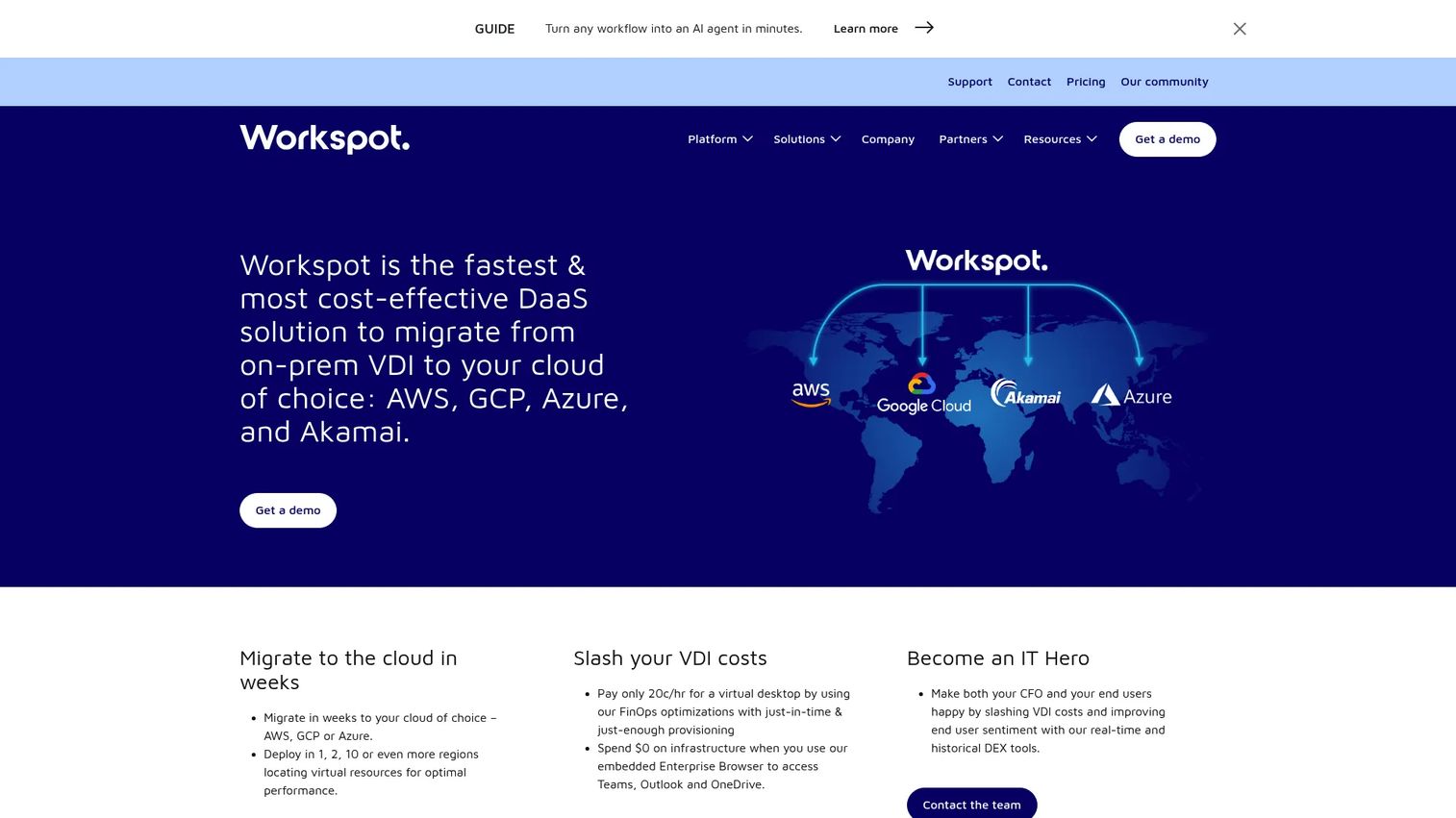 Workspot cloud PC dashboard for enterprise desktop operations