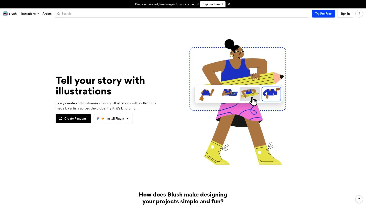Blush illustration library for display ad creative