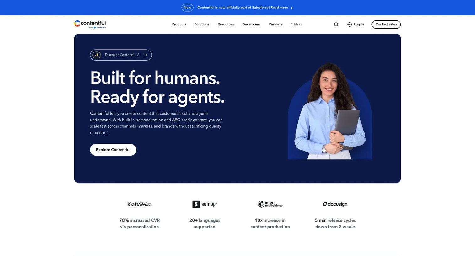 Contentful composable content platform homepage