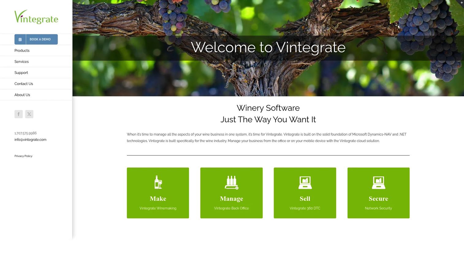 Vintegrate winery software dashboard for production inventory and direct-to-consumer operations