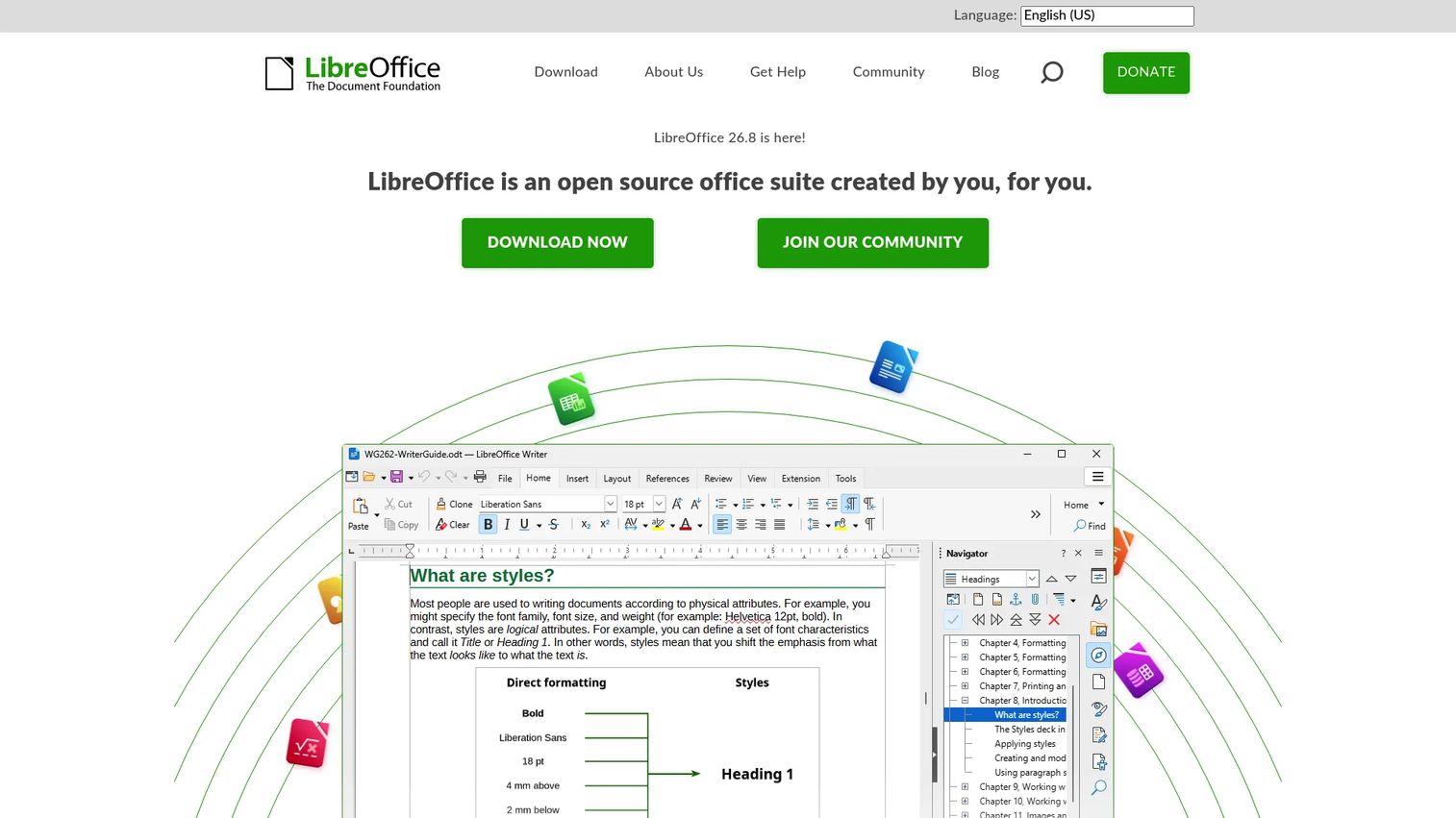 LibreOffice homepage screenshot