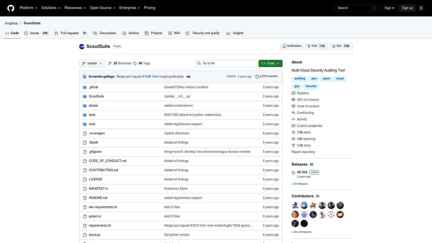Scout Suite open-source cloud configuration auditing tool on GitHub