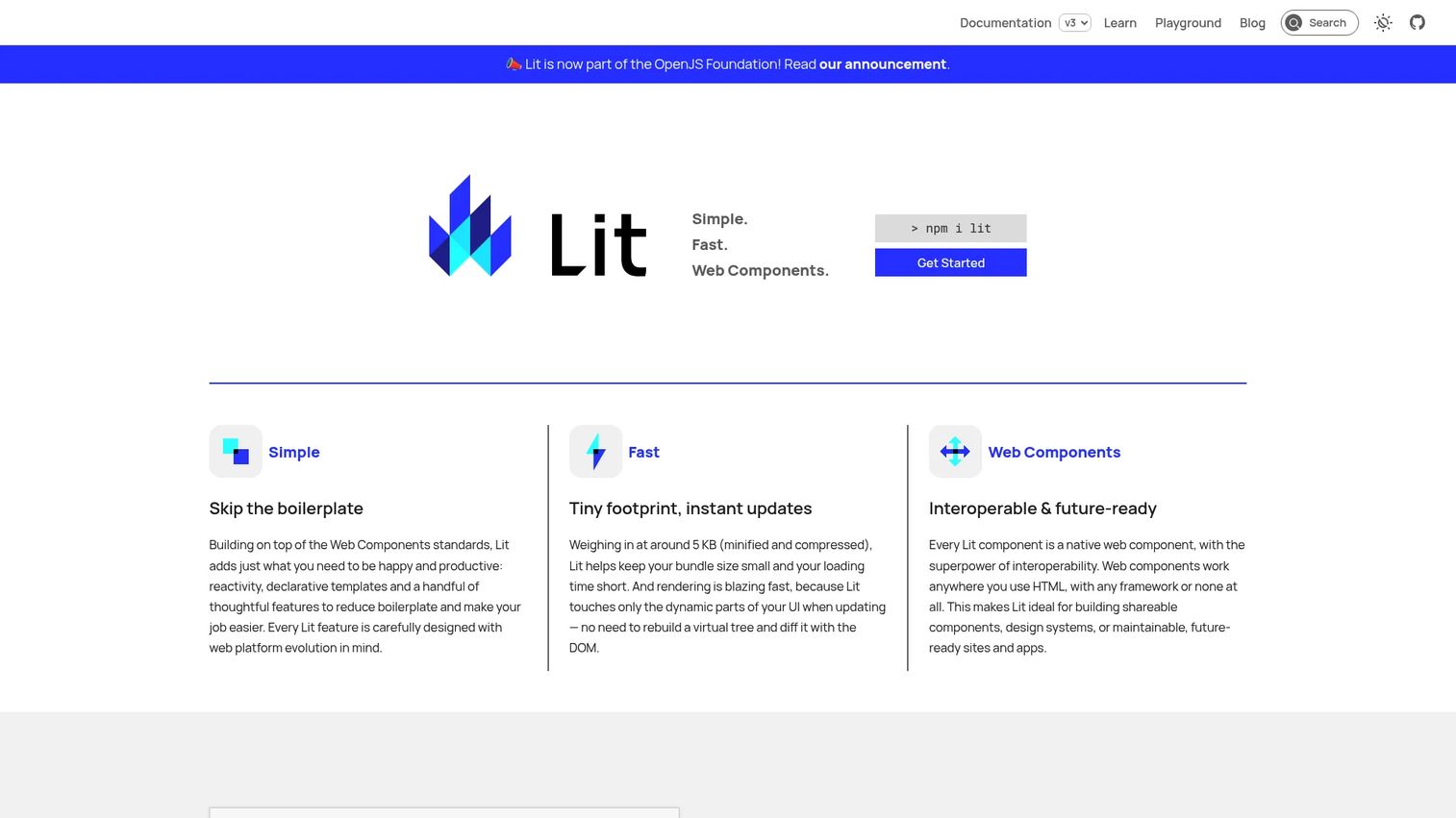Lit homepage screenshot
