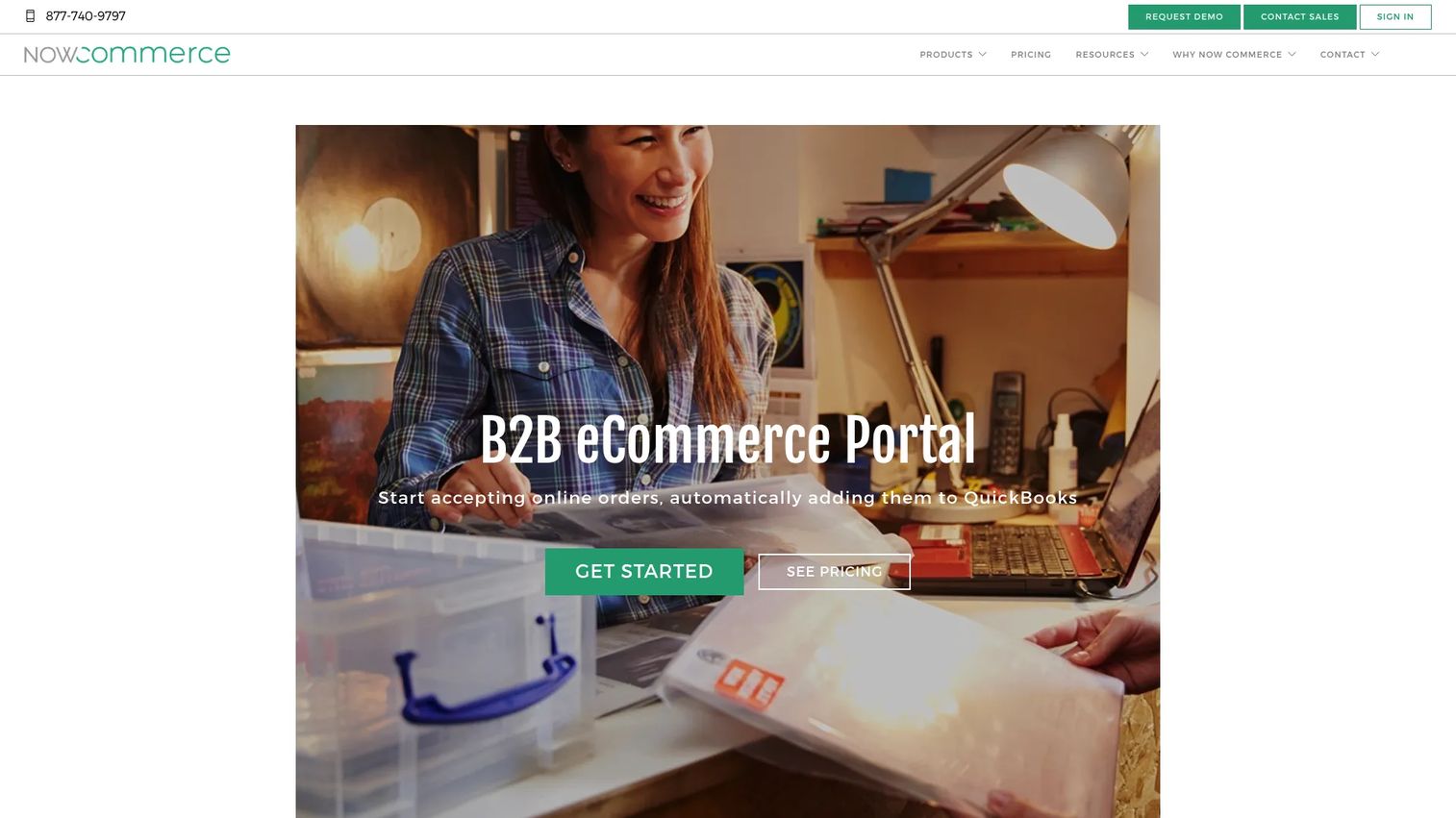 Now Commerce homepage screenshot