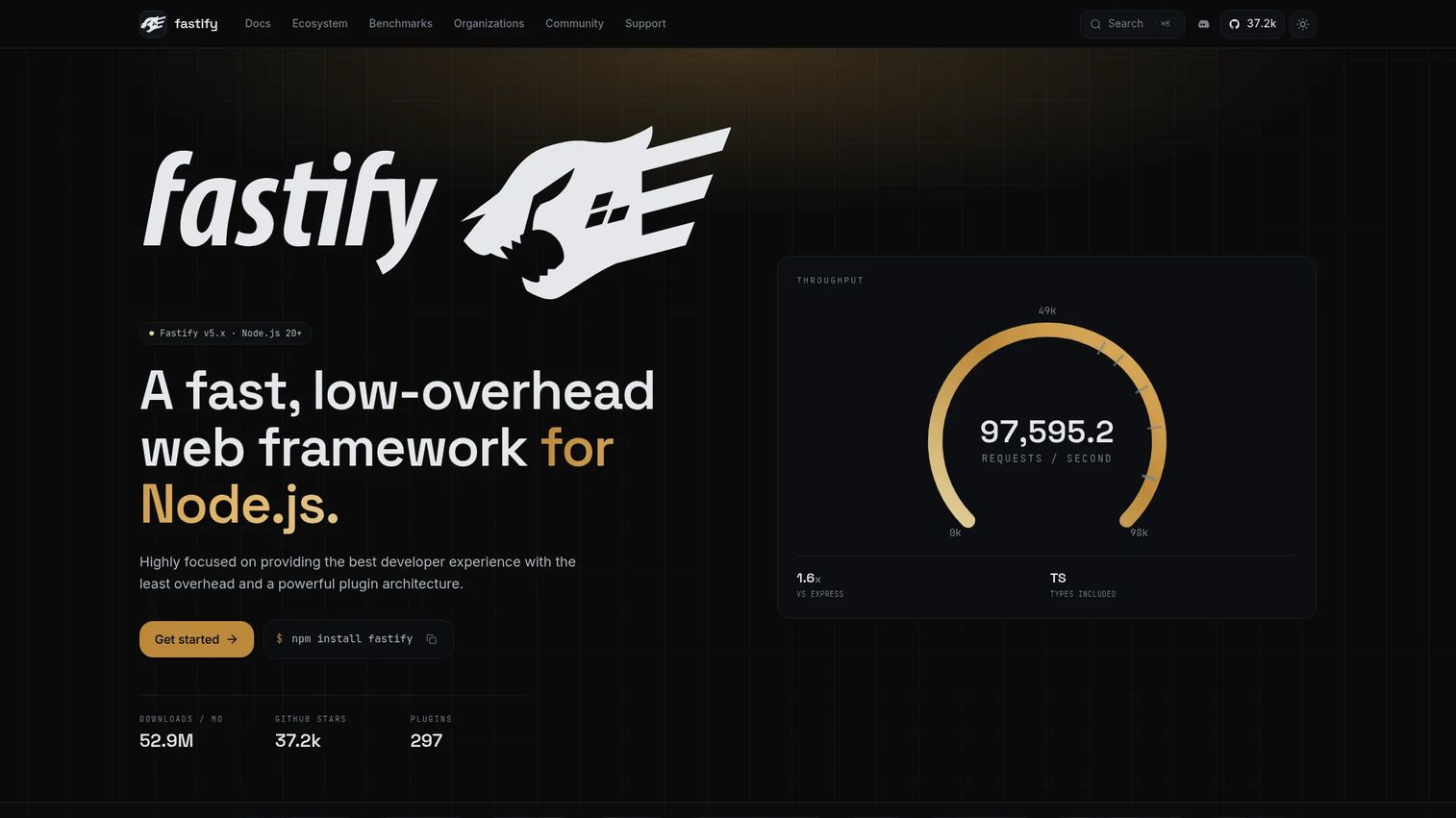 Fastify homepage screenshot
