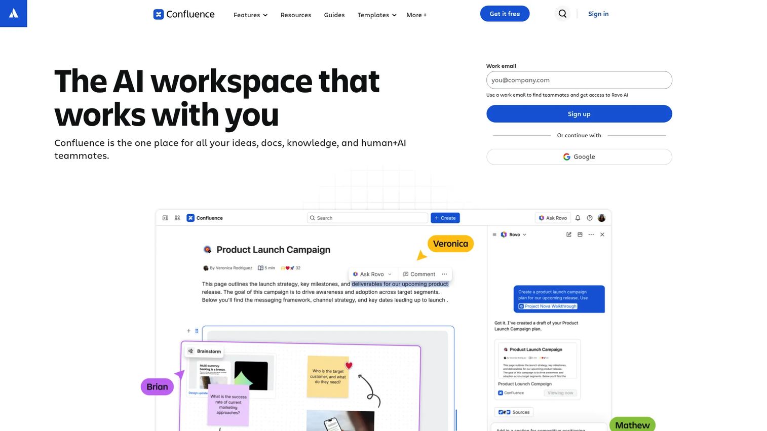Confluence homepage screenshot