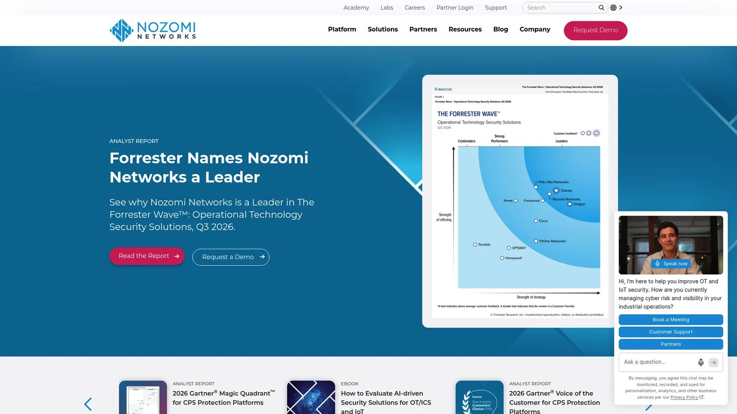 Nozomi Networks dashboard for OT network monitoring and threat detection