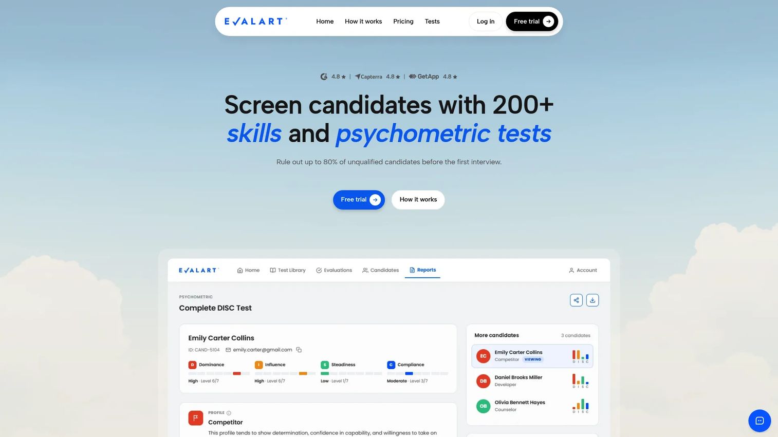 Evalart homepage screenshot