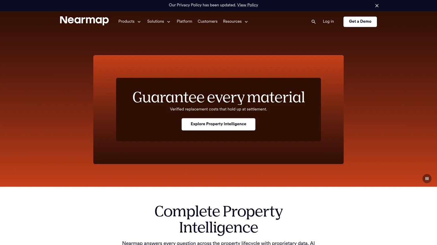 Nearmap aerial imagery and property intelligence view with property measurements
