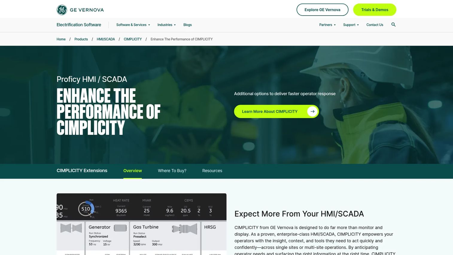 CIMPLICITY SCADA visualization for plant-floor monitoring
