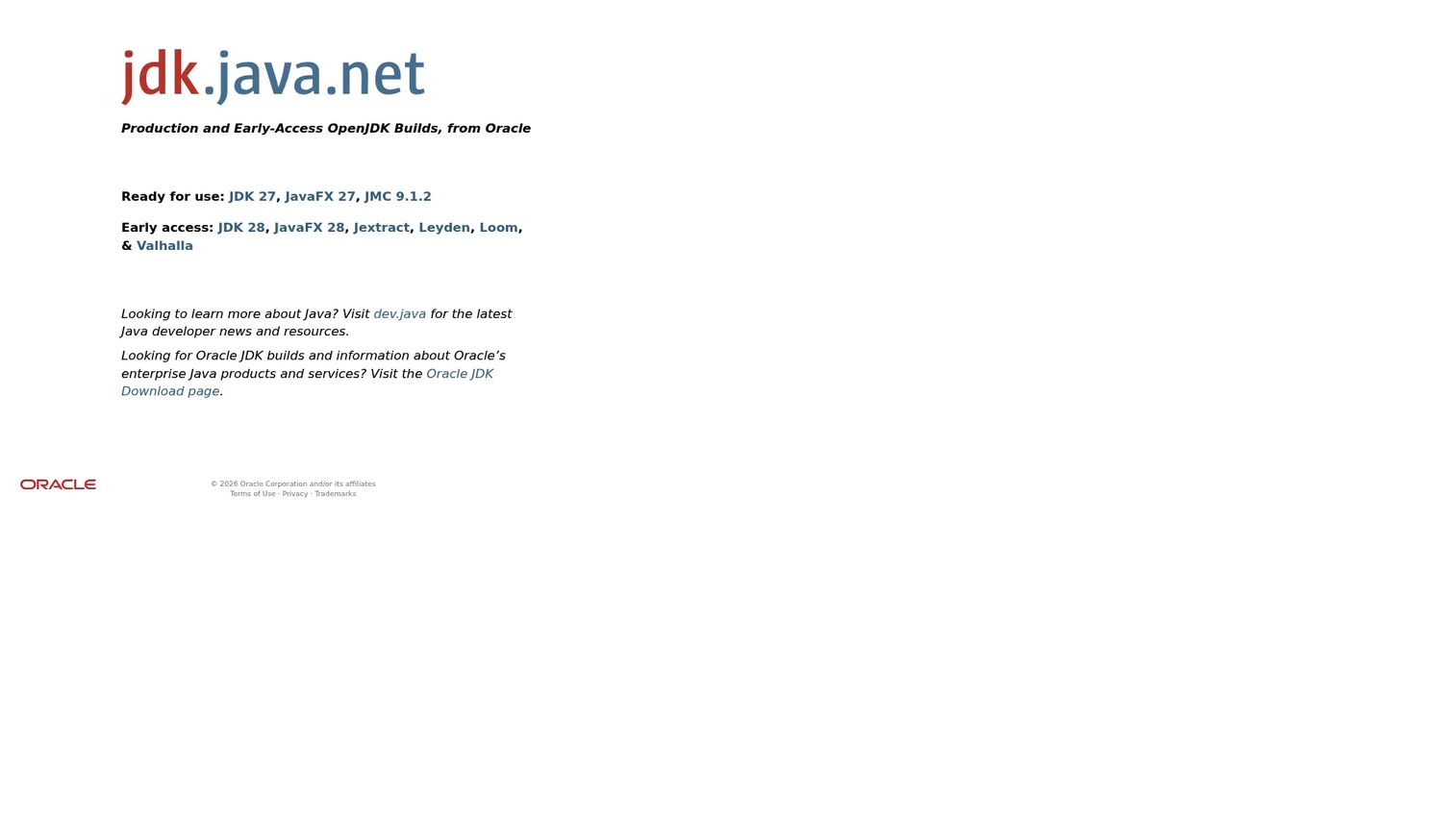 Oracle OpenJDK build download page