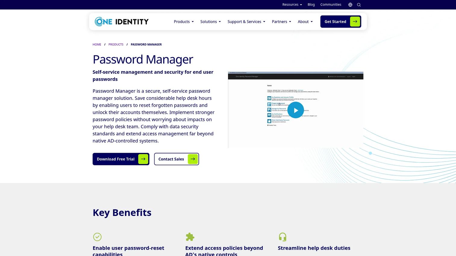 One Identity Password Manager self service account recovery portal
