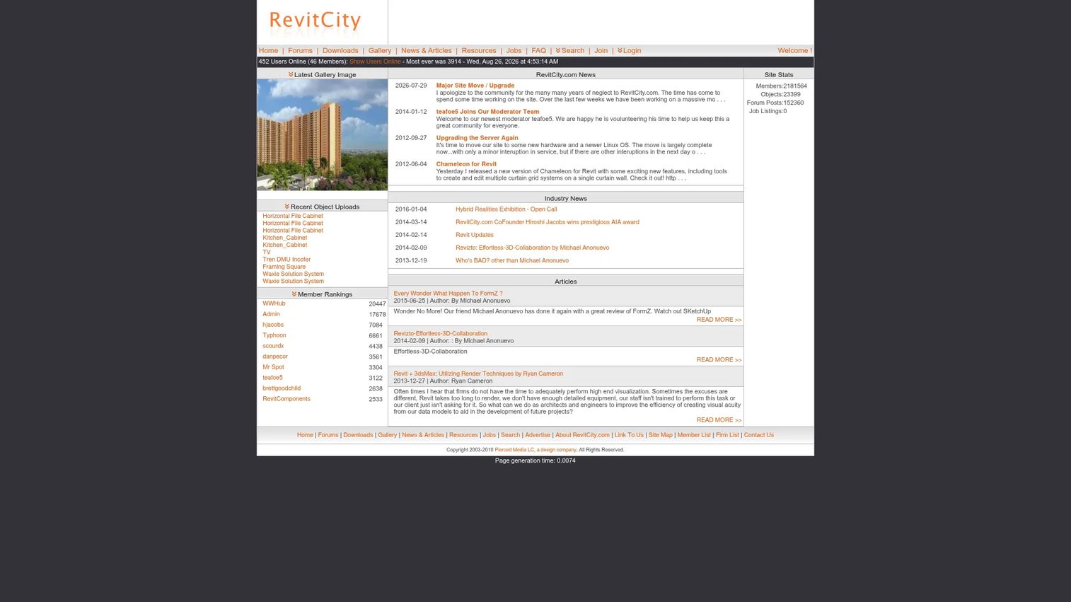 RevitCity search results for downloadable Revit family content.