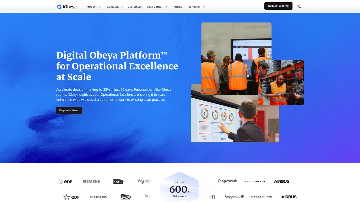 iObeya digital visual management board for manufacturing teams