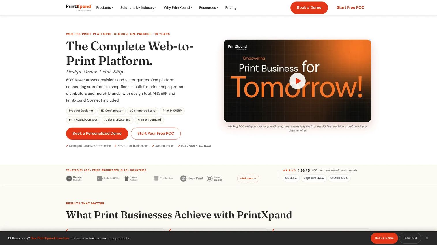 PrintXpand print fulfillment dashboard for order routing, labels, and carrier tracking