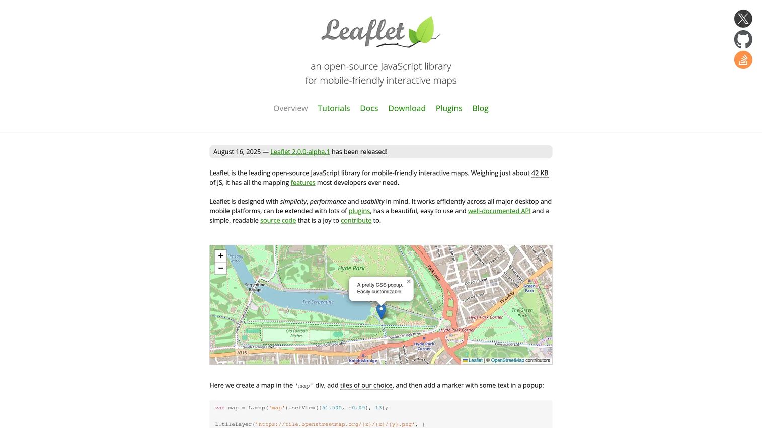 Leaflet JavaScript library for interactive web maps