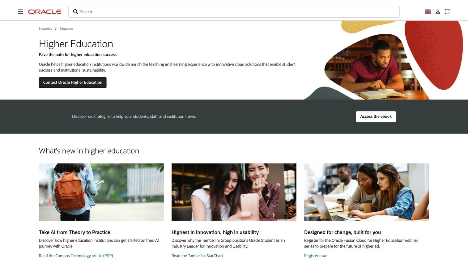 Oracle Fusion Cloud ERP financial planning and procurement dashboard for higher education.