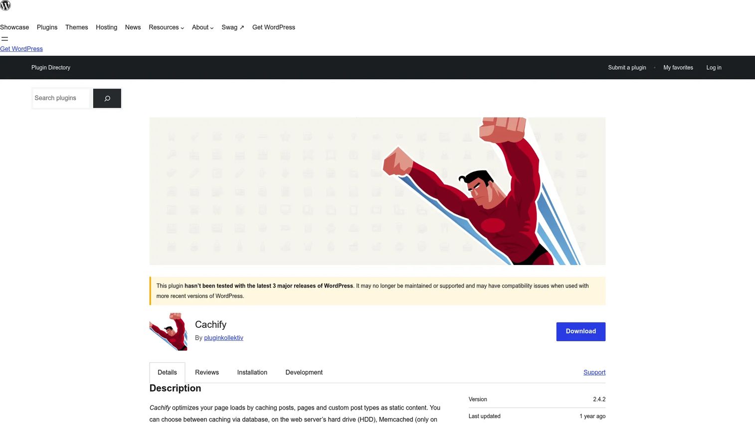 Cachify WordPress caching plugin settings