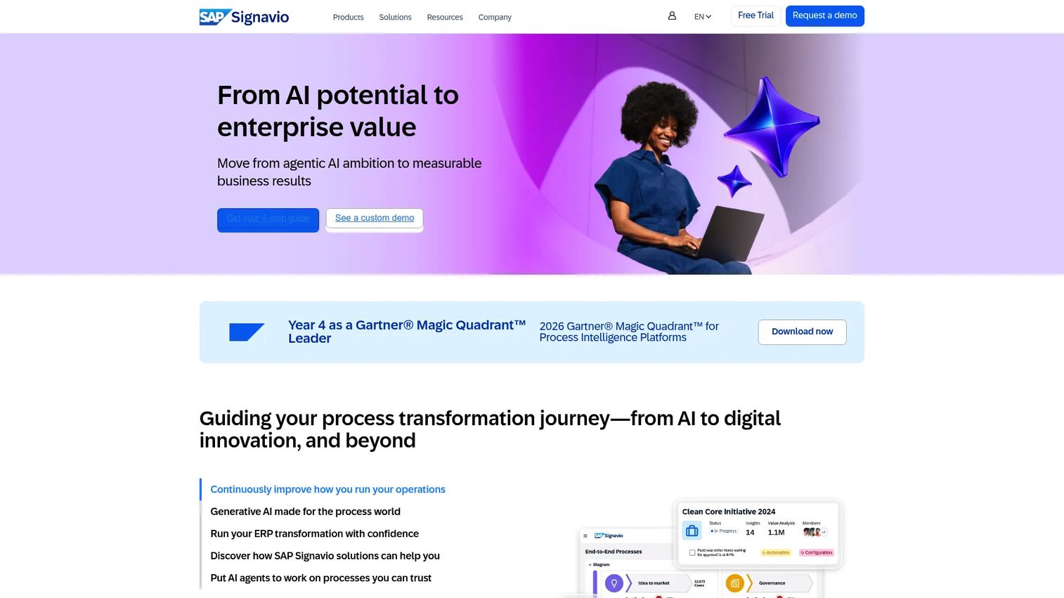 SAP Signavio process transformation suite homepage