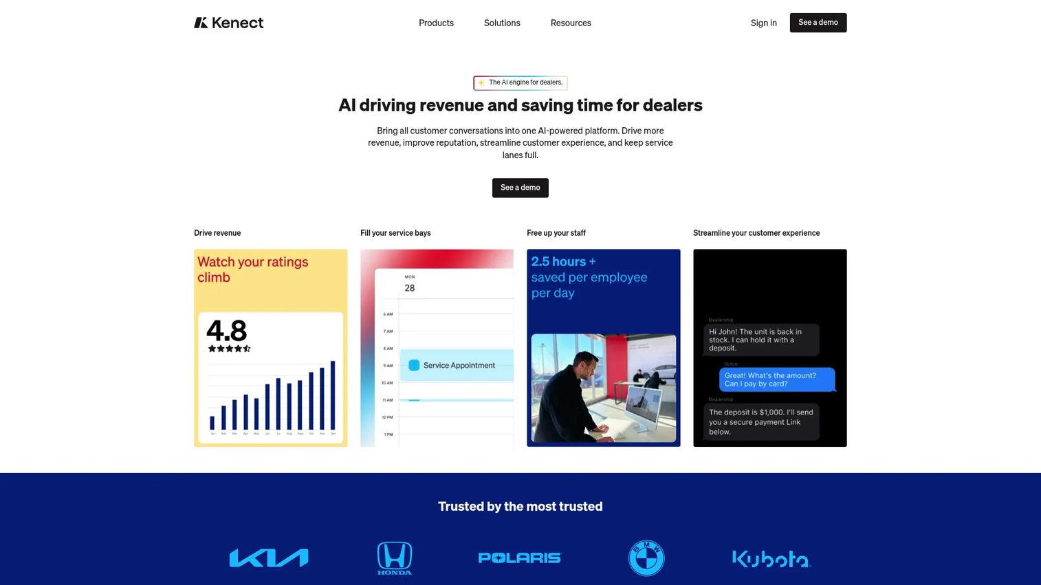 Kenect automotive communications software for dealership text messaging and reviews