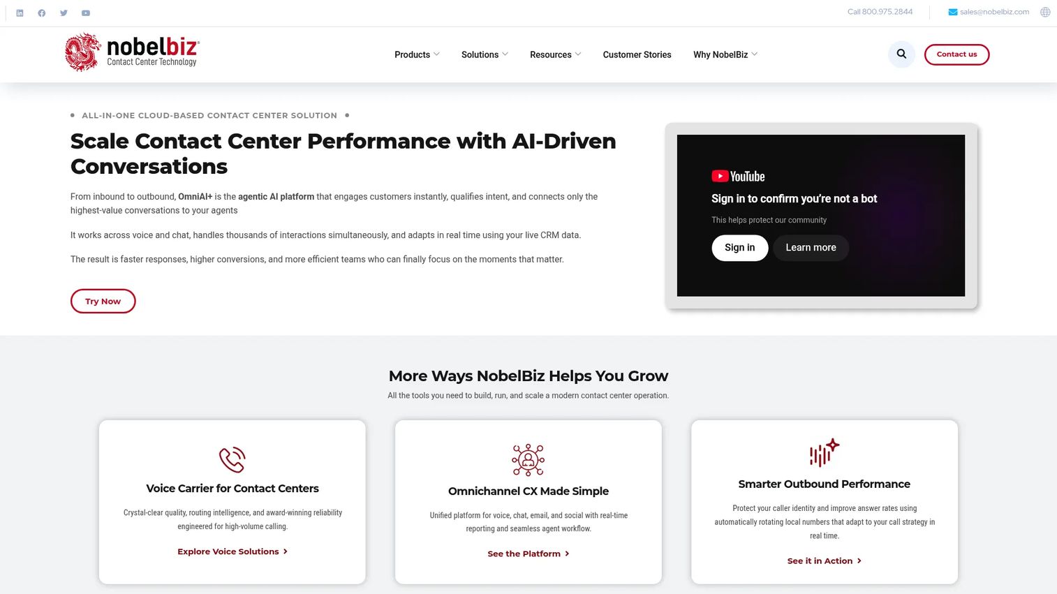 NobelBiz OMNI+ homepage screenshot