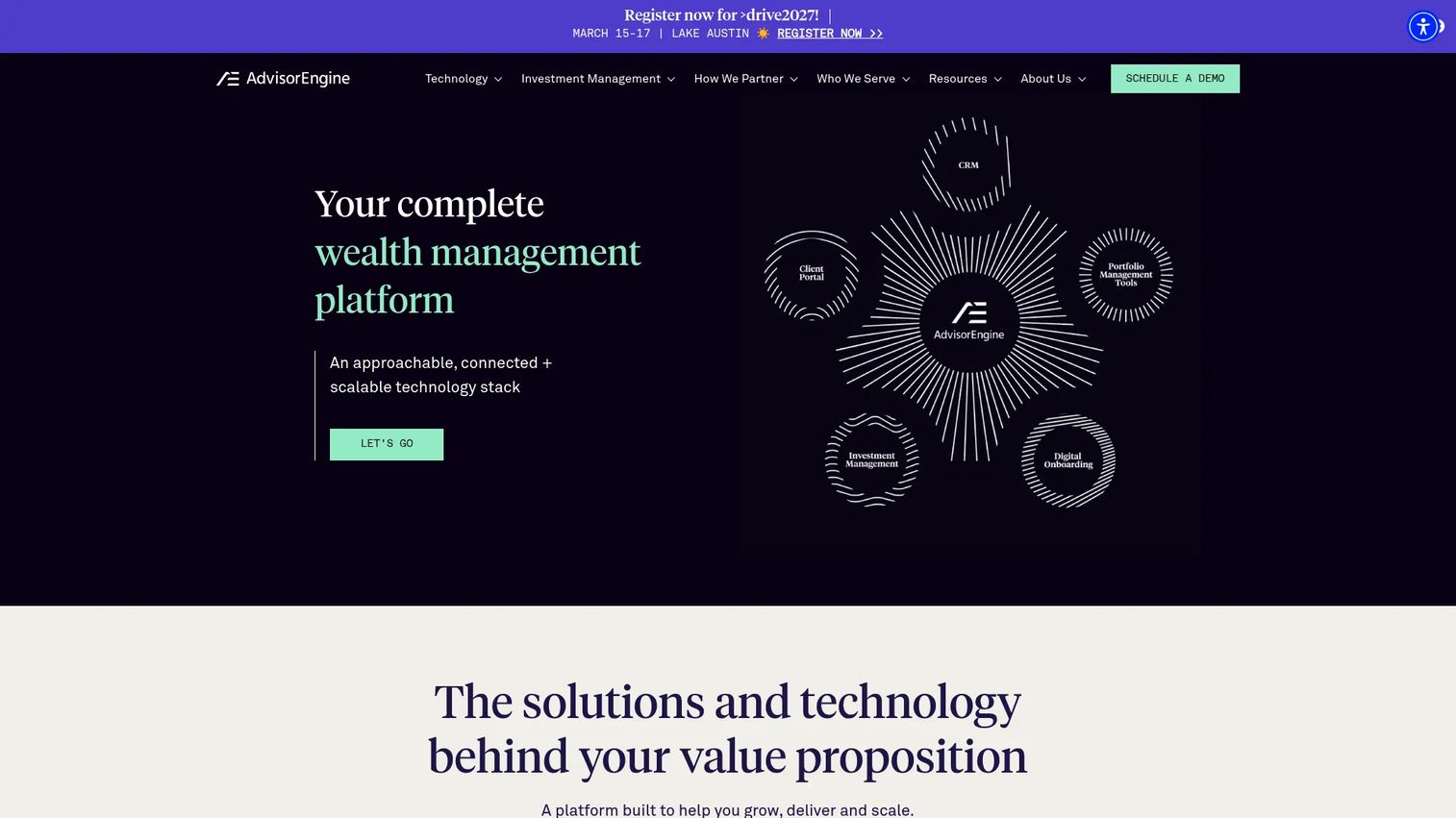 AdvisorEngine interface showing advisor workflows and digital wealth-management tools