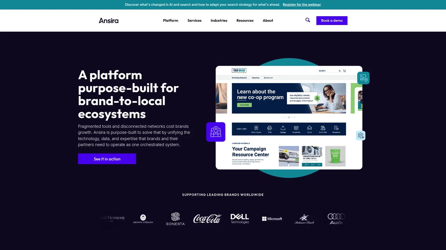 BrandMuscle platform for franchise marketing campaigns and local brand asset management