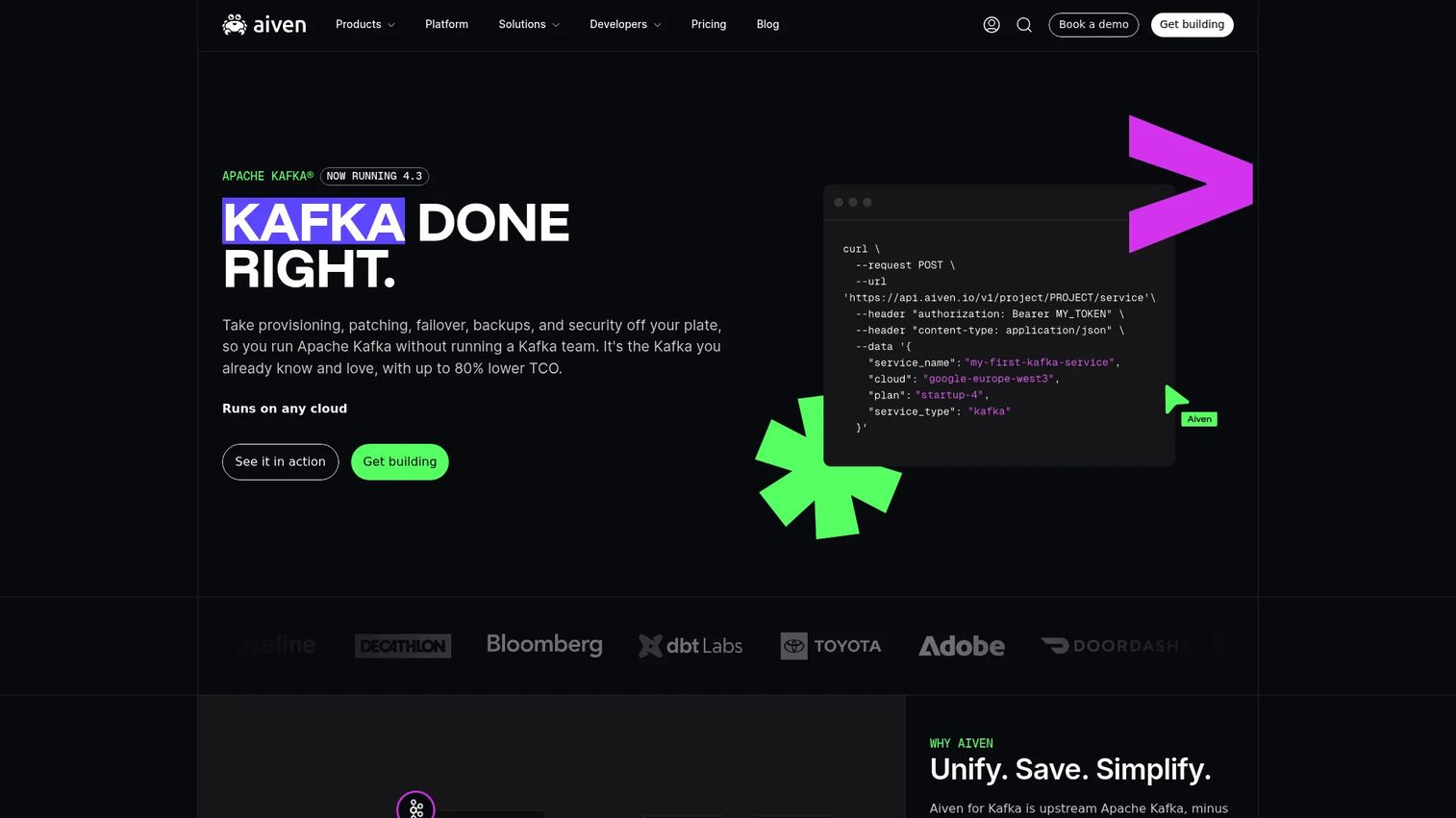 Aiven for Apache Kafka product page