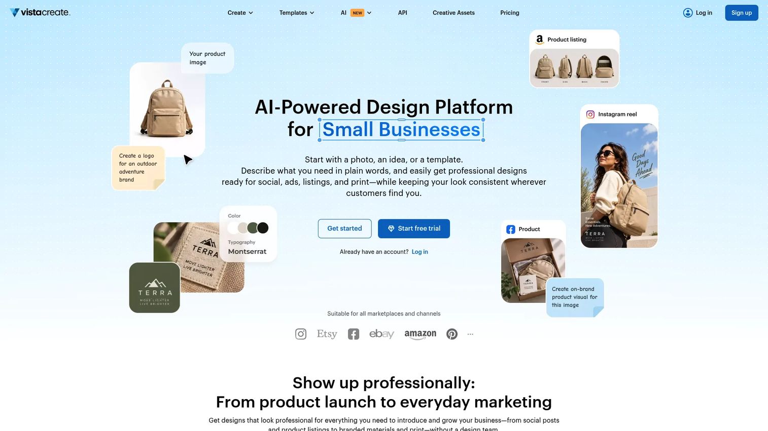 VistaCreate ad maker template gallery
