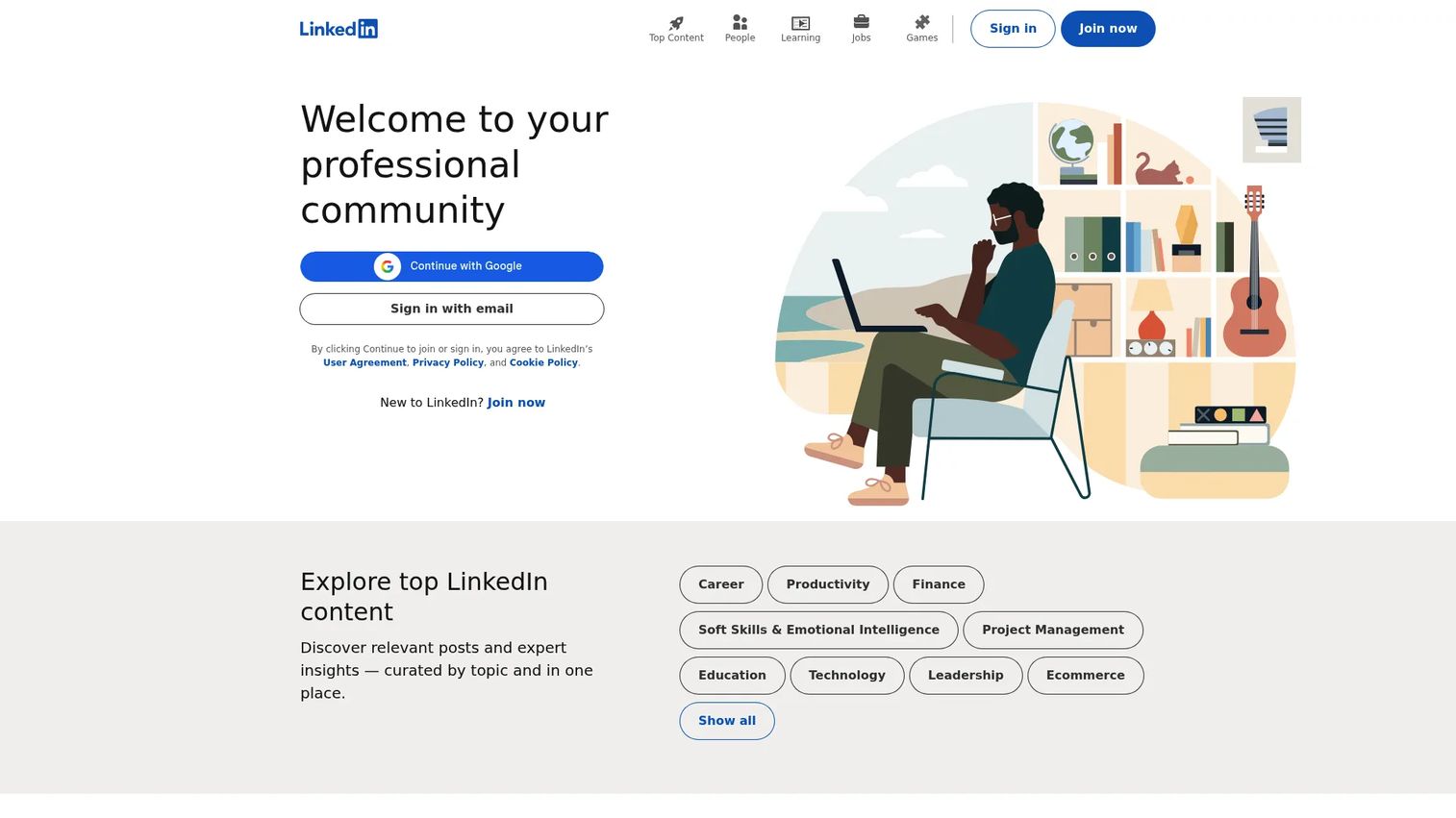 LinkedIn company page and professional content feed