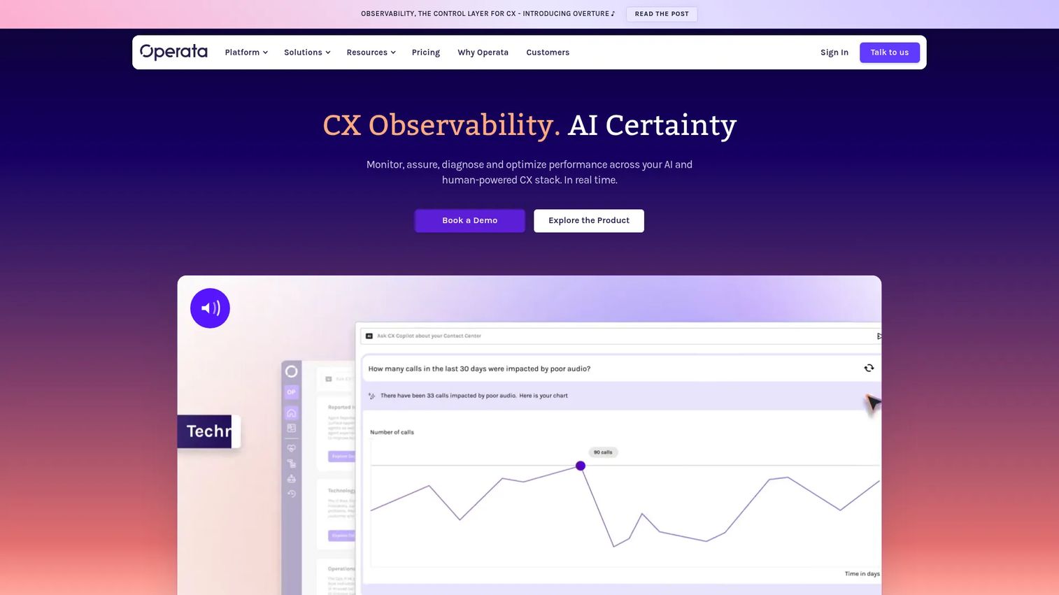 Operata contact center AI observability software logo