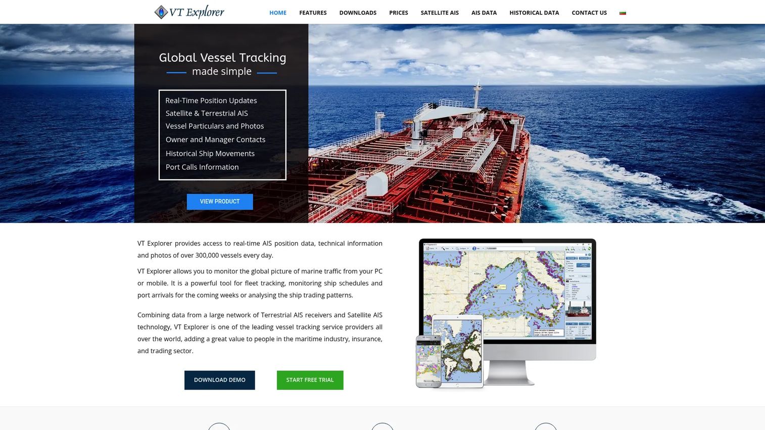 VT Explorer vessel tracking software showing AIS ships and voyage history