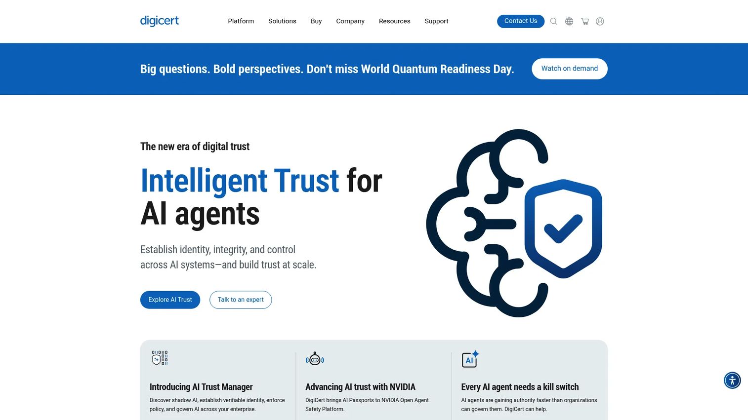 DigiCert homepage showing device trust and certificate management