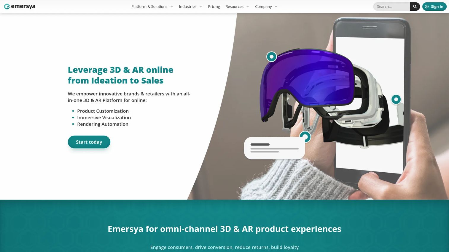 Emersya interactive 3D product visualization for ecommerce