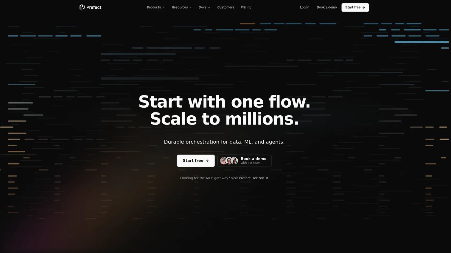 Prefect data workflow orchestration and monitoring dashboard
