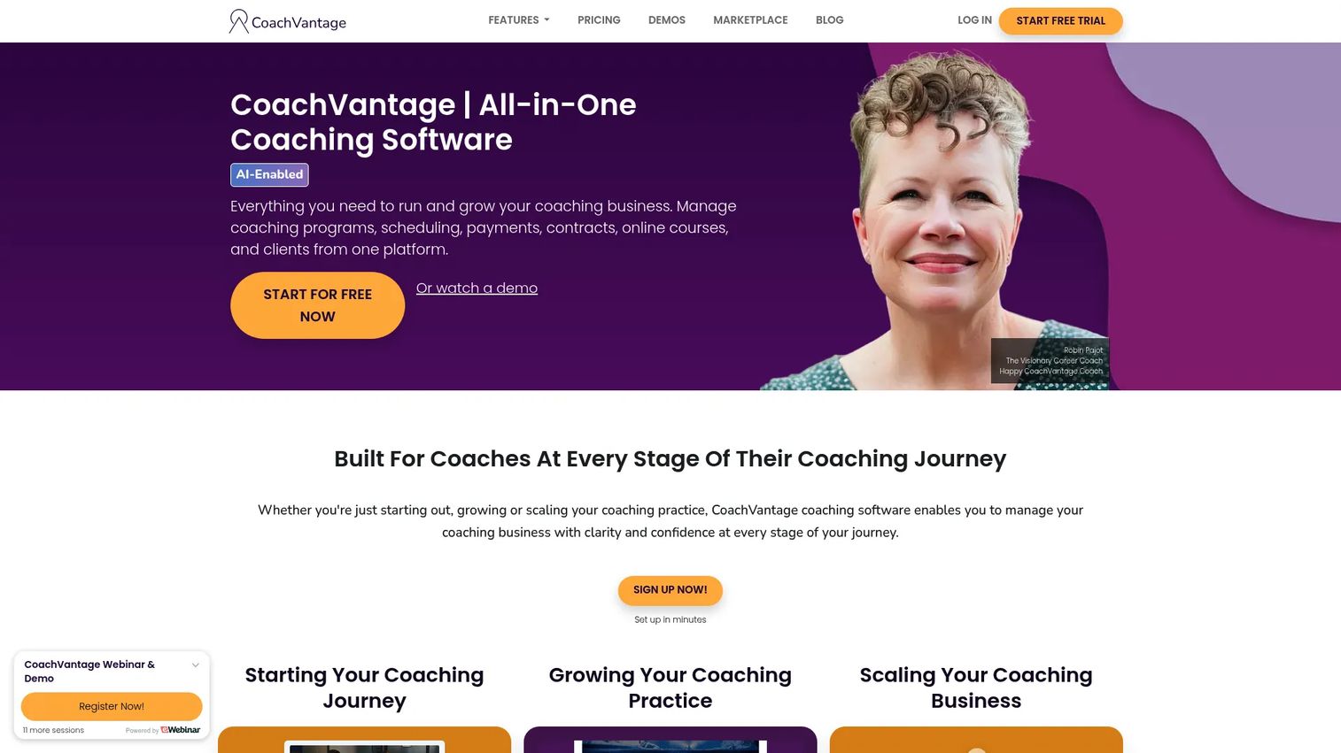 CoachVantage all-in-one coaching software showing appointment scheduling and client portal