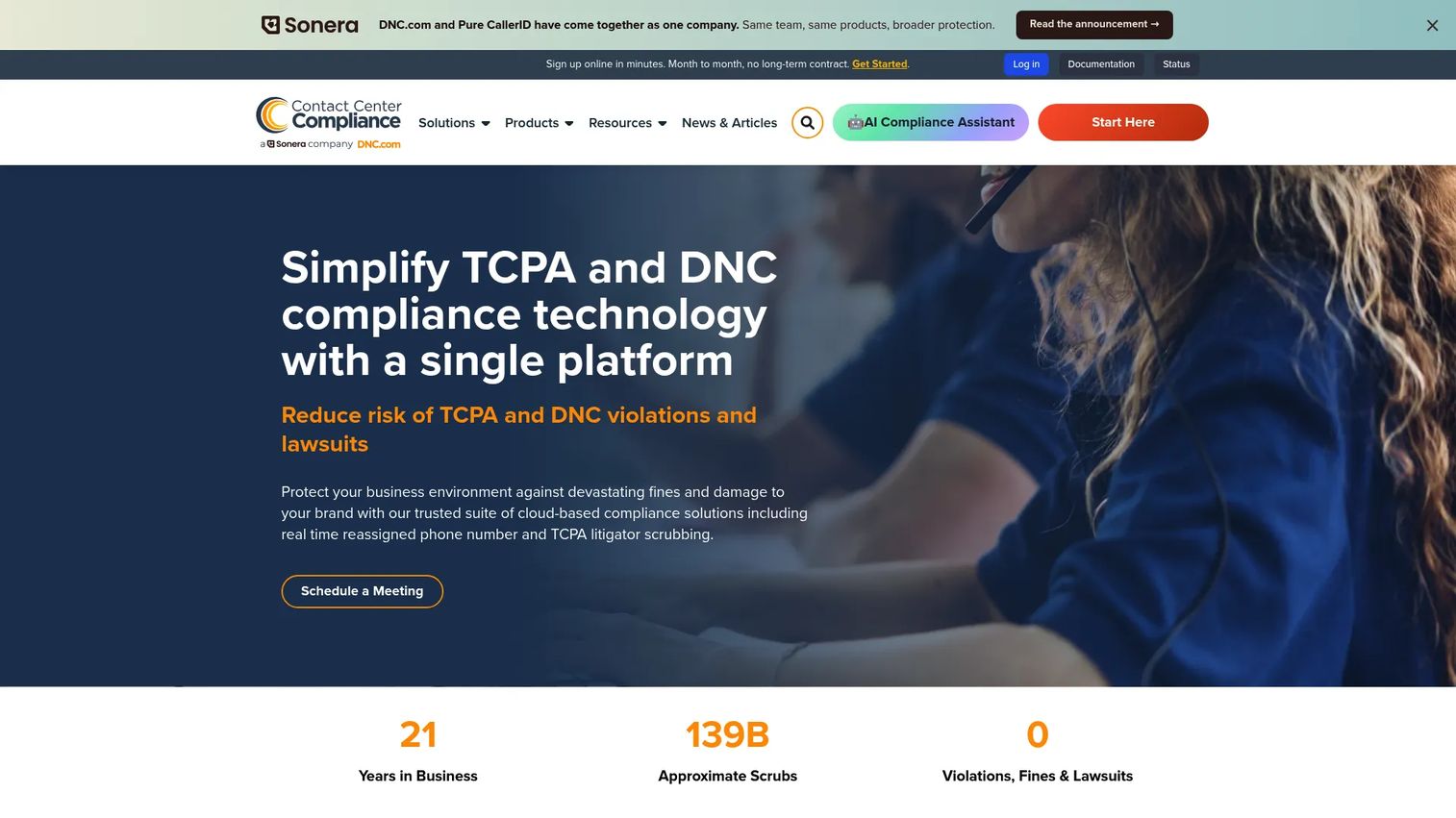Contact Center Compliance homepage screenshot