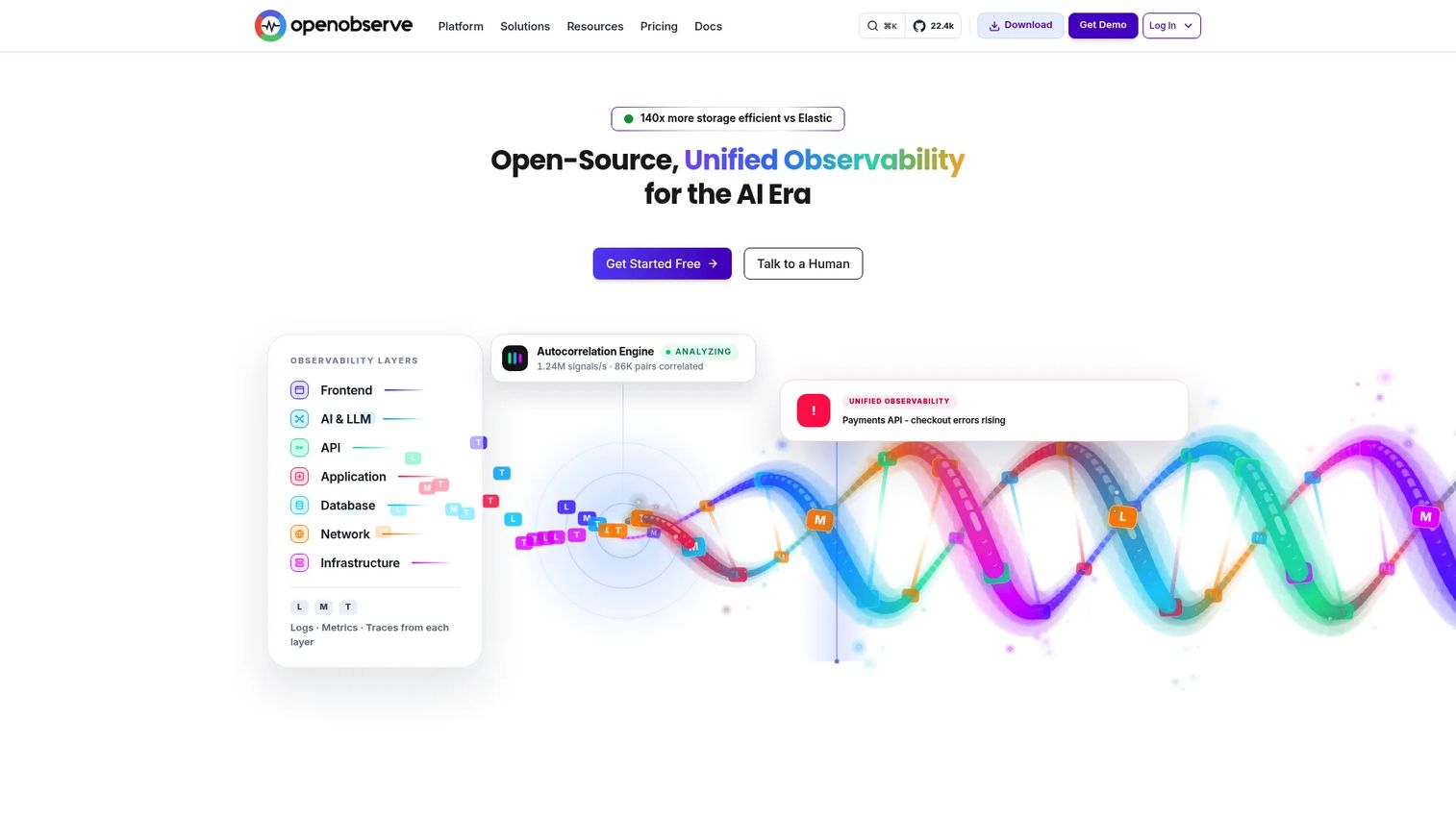 OpenObserve log search and dashboard interface
