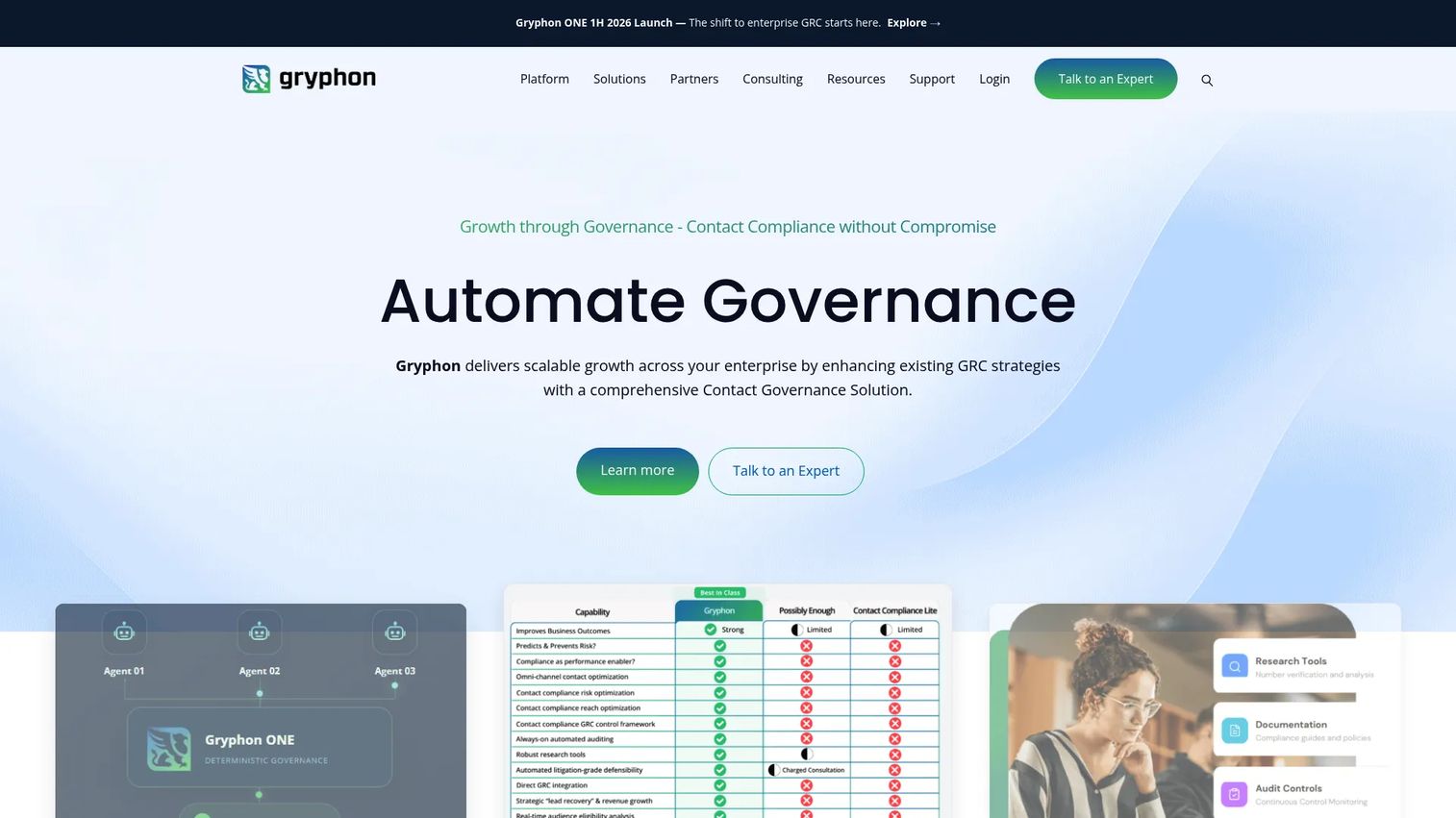 Gryphon ONE homepage screenshot