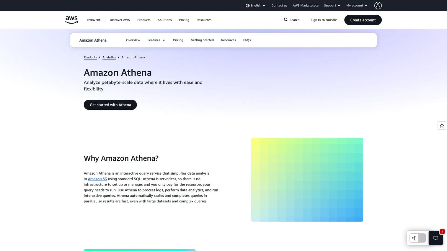 Amazon Athena query editor for S3 data
