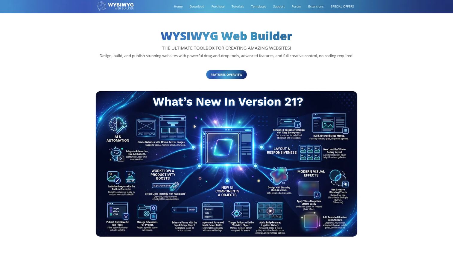 WYSIWYG Web Builder homepage screenshot