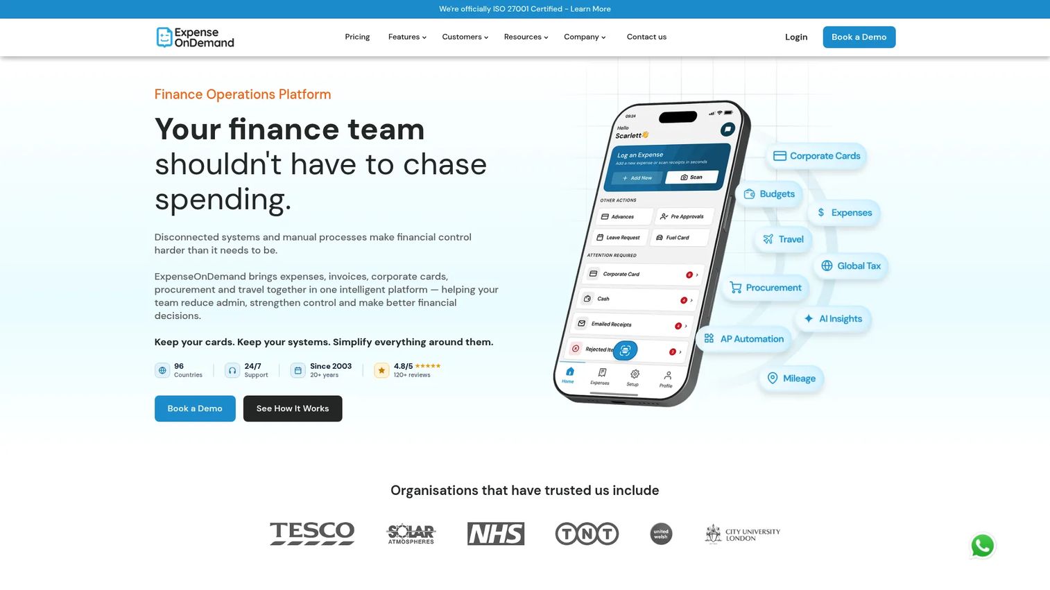 ExpenseOnDemand expense reporting software dashboard