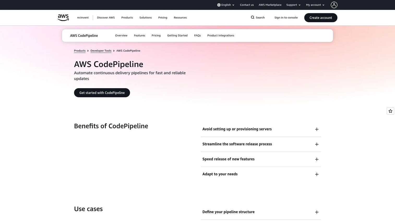 AWS CodePipeline release workflow